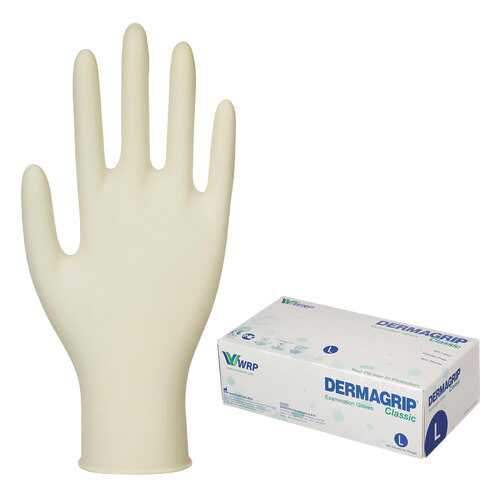 Перчатки латексные смотровые Dermagrip Classic D1503-10, 50 пар неопудренные, хлоринация L в Горздрав