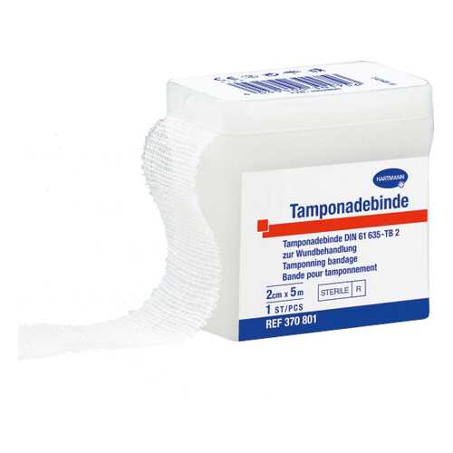 Бинт тампонадный Tamponadebinden steril стерильный для небольших полостей, 5 м х2 см в Горздрав