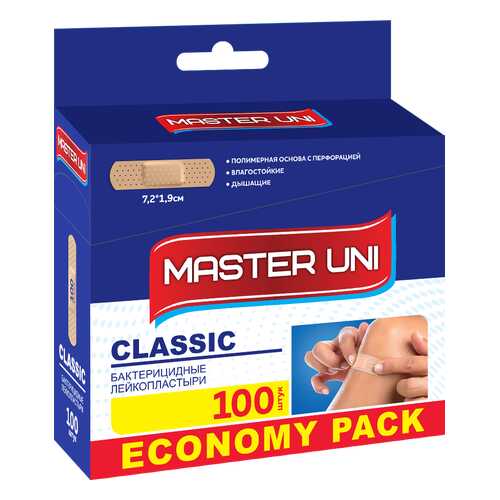 Пластырь Master Uni Classic бактерицидный на полимерной основе 100 шт. в Горздрав