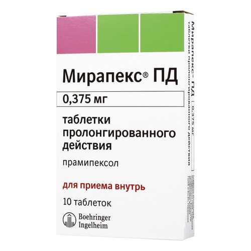 Мирапекс ПД таблетки 0,375 мг 10 шт. в Горздрав