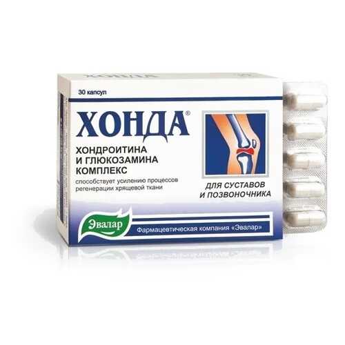 Хонда (глюкозамин и хондроитин), 30 капсул, Эвалар в Горздрав