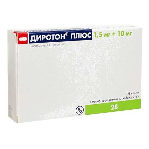 Диротон Плюс капсулы с модиф.высвоб.1,5 мг+10 мг №28 в Горздрав