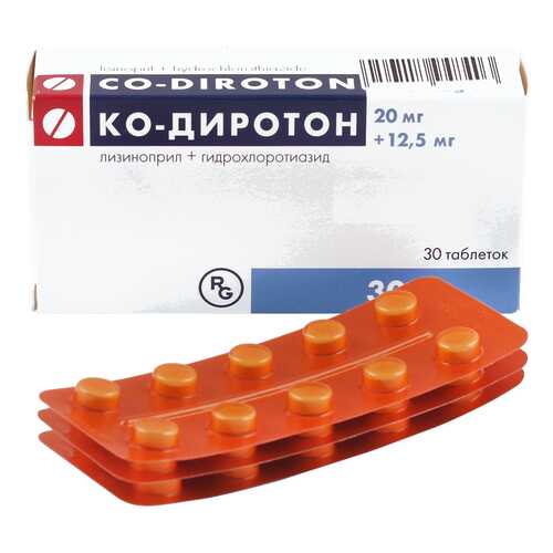 Ко-Диротон таблетки 20 мг+12,5 мг 30 шт. в Горздрав