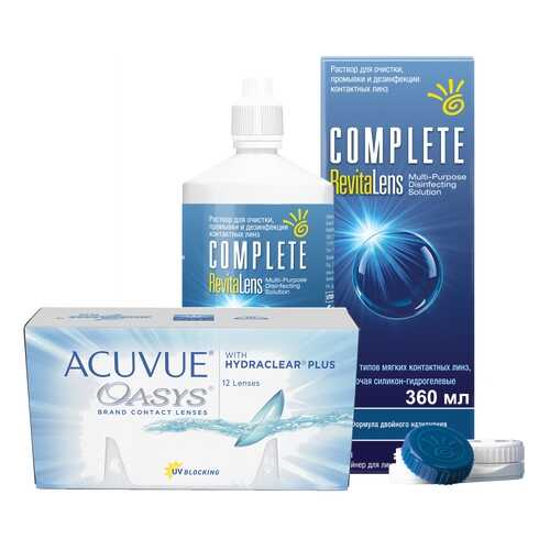 Контактные линзы Acuvue Oasys 12 линз R 8.4 -11.00 + Раствор Complete RevitaLens 360 мл в Горздрав