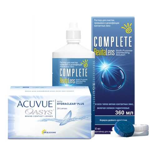 Контактные линзы Acuvue Oasys 24 линзы R 8.8 -2.25 + Раствор Complete RevitaLens 360 мл в Горздрав