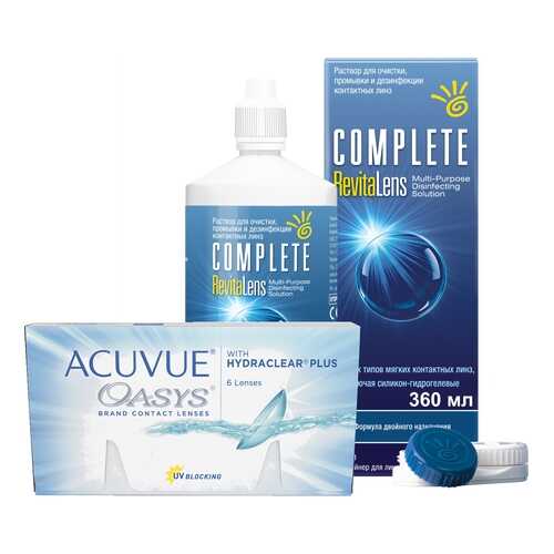 Контактные линзы Acuvue Oasys 6 линз R 8.4 +6.50 + Раствор Complete RevitaLens 360 мл в Горздрав