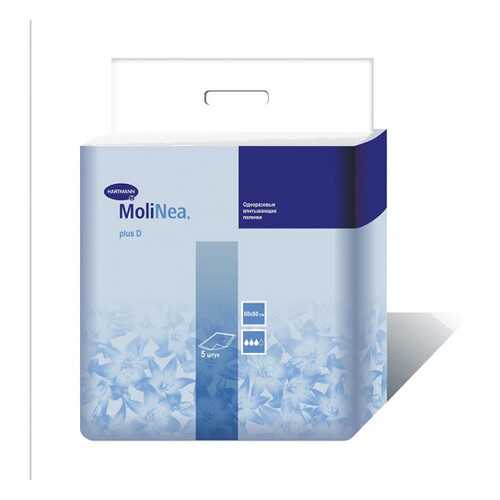 Одноразовые впитывающие пеленки, 60x60 см, 230 г/м2, 5 шт. MoliNea Plus D в Горздрав