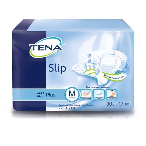 Подгузники для взрослых TENA Slip Plus М дыщащие 30 шт. в Горздрав