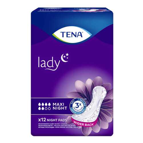 Урологические прокладки для женщин, 12 шт. Tena Lady Maxi Night в Горздрав