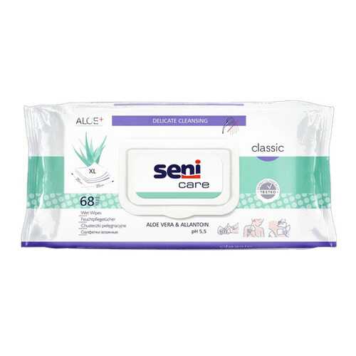 Салфетки влажные SENI CARE Classic с алое вера и аллантоином 68 шт. в Горздрав