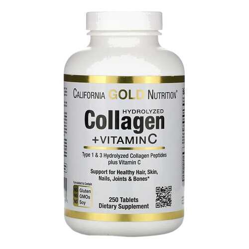 Hydrolyzed Collagen Peptides 1,3+Vitamin C California Gold Nutrition 6000 мг табл. 250 шт. в Горздрав